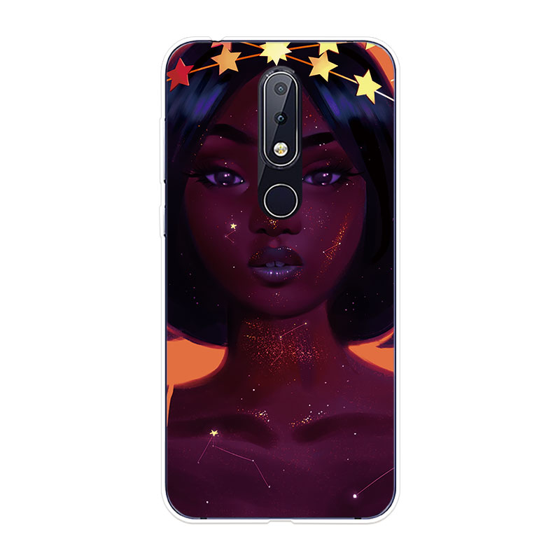 Nokia 6.1 7.1 Plus 8 8.1 X6 X7 Soft TPU Silicone Phone Case Cover Black Girl