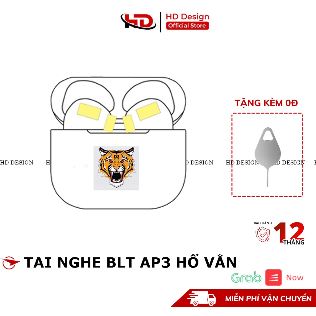 Tai Nghe Không Dây Bluetooth HD3 Hổ Vằn - Âm Thanh Vòm - Định Vị - Sạc Không Dây - Kháng Nước - Pin Cực Trâu