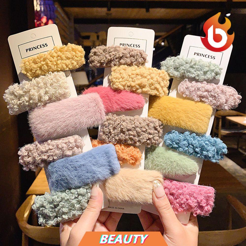 Kẹp tóc lông chồn mềm mại thiết kế hình học thời trang cho nữ