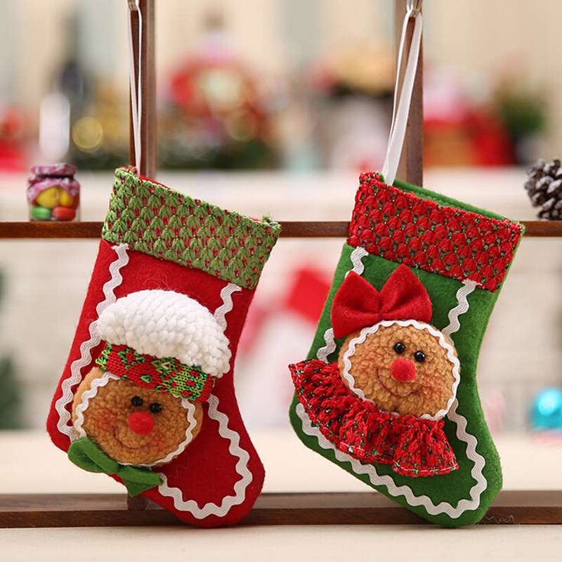 New christmas sock cute gingerbread man ornament party tree hanging decoration