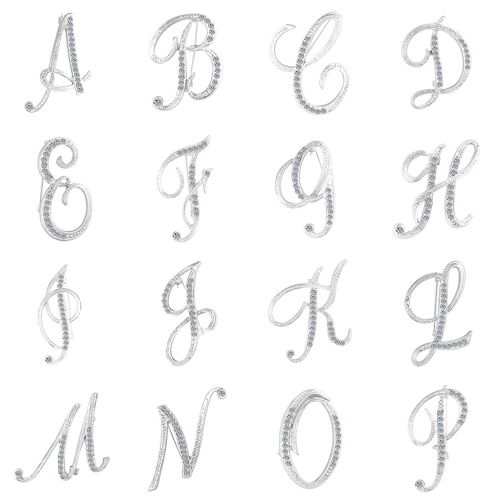 Ghim cài áo hình chữ cái A-Z đính đá quý nhân tạo thời trang