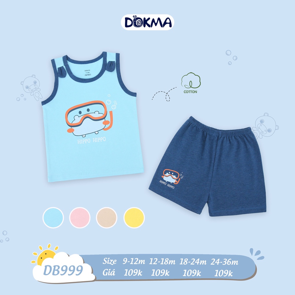 (12-26M) Bộ ba lỗ phối tai cotton Dokma cho bé DB999