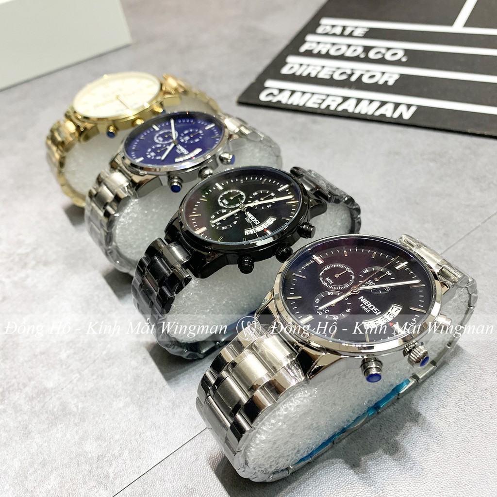 Đồng hồ nam NIBOSI 1985  dây thép không gỉ mạ vàng ánh kim, mặt kính chống xước, chống nước, bảo hành 3 năm | BigBuy360 - bigbuy360.vn