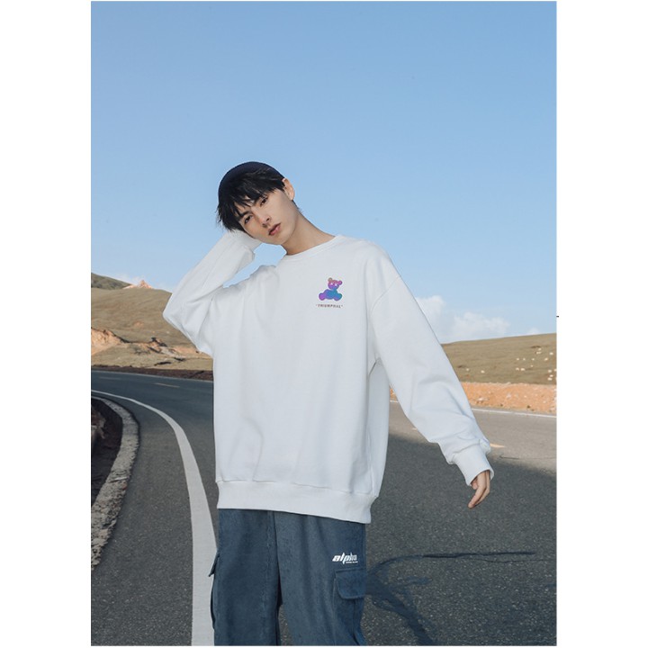 Áo nỉ sweater nam nữ phản quang Gấu siêu cute form rộng áo sweater nỉ thu đông phong cách ulzzang