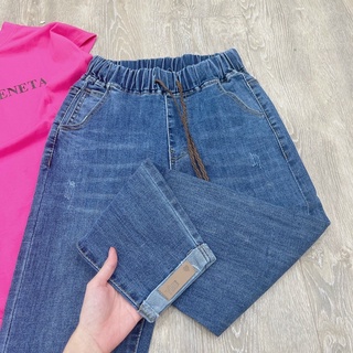Quần jeans baggy nữ lưng thun co giãn