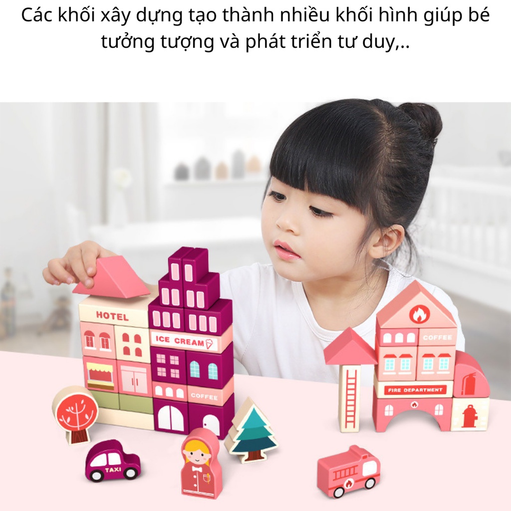 Đồ Chơi Lắp Ráp Mô Hình Thành Phố Bằng Gỗ Giáo Dục Sớm Tăng Khả Năng Thông Minh