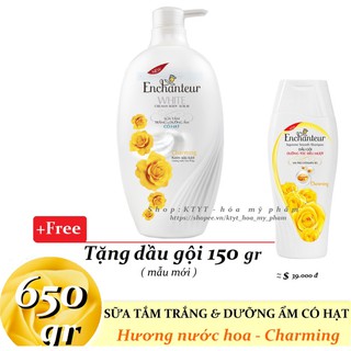 Sữa tắm trắng và dưỡng ẩm CÓ HẠT Charming 650 gr + Tặng Dầu gội 150 gr