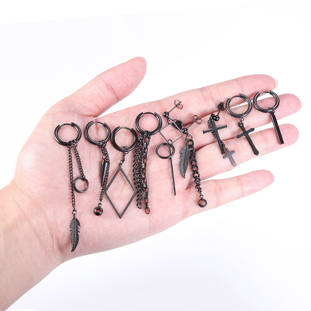 Set 12 Bông Tai Thời Trang Cá Tính Thiết Kế Phong Cách Unisex