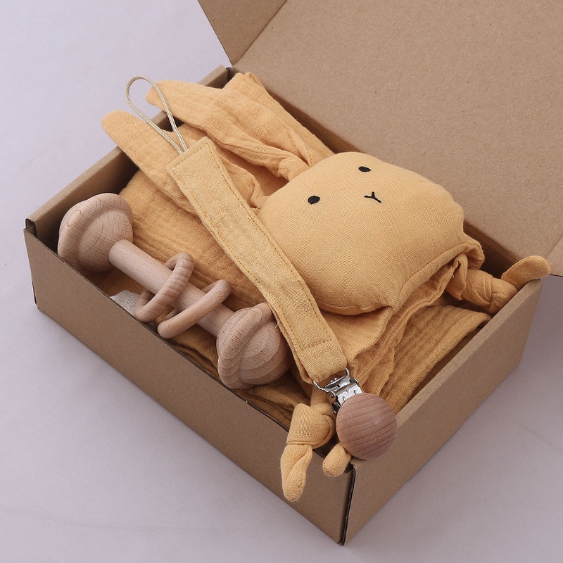 Set 5 Kẹp Khăn Mặt Lục Lạc Hình Vuông Cho Bé Sơ Sinh