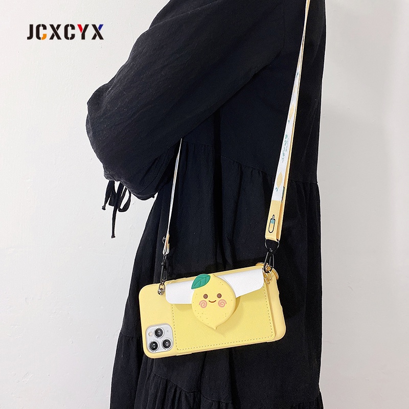 Ốp Điện Thoại Mềm Gắn Ví Hình Trái Cây 3D Kèm Dây Đeo Cho Samsung S6 S7 EDGE S8 S9 PLUS S10 LITE