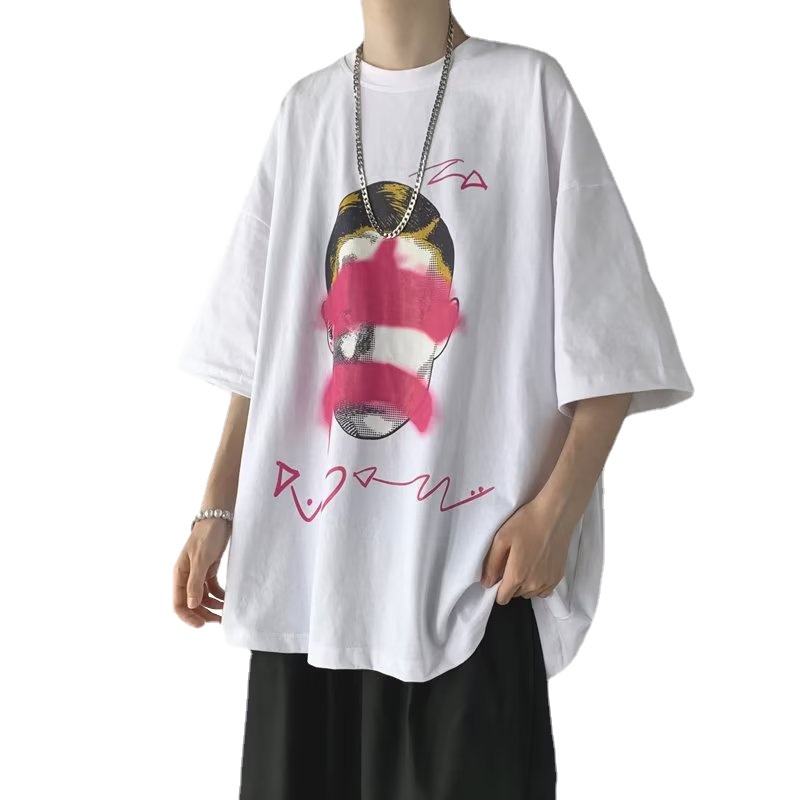 Áo Thun Dáng Rộng In Họa Tiết Hoạt Hình Phong Cách Nhật Bản Thời Trang Mùa Hè Cho Nam Và Nữ size M-8XL