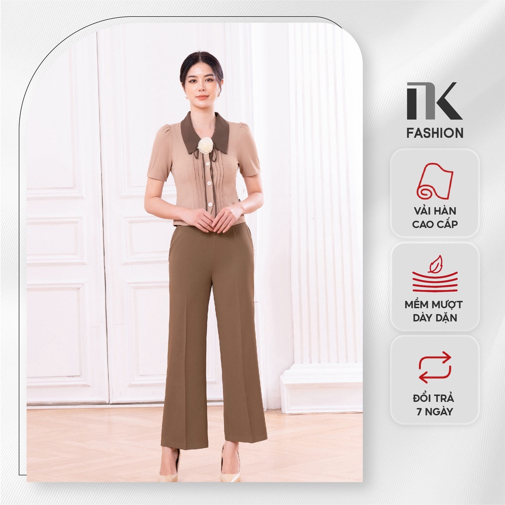 Quần Tây Nữ Công Sở NK FASHION Thiết Kế Ống Loe Cạp Cao Hai Cúc, Chất Vải Mềm Nhẹ Tôn Dáng NKQU2204001