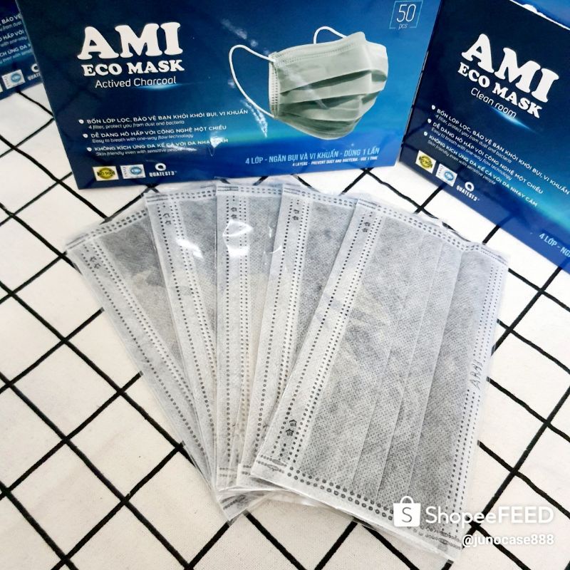 Khẩu trang AMI kháng khuẩn, bảo vệ sức khỏe_MÀU XÁM