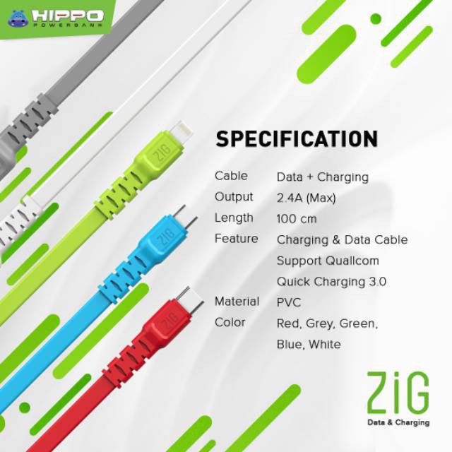 Dây Cáp Chuyển Đổi Dữ Liệu Usb Lightning / Iphone 100cm Qc 3.0 Hình Hà Mã