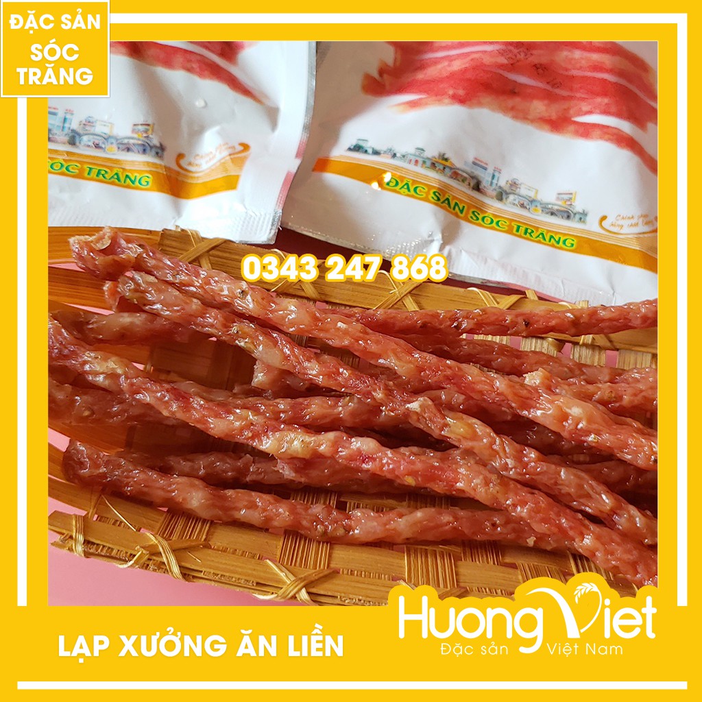 Lạp Xưởng ăn liền Tân Huê Viên 25gr, lạp xưởng Sóc Trăng chính gốc ăn ngay không cần chế biến, ăn vặt Sài Gòn