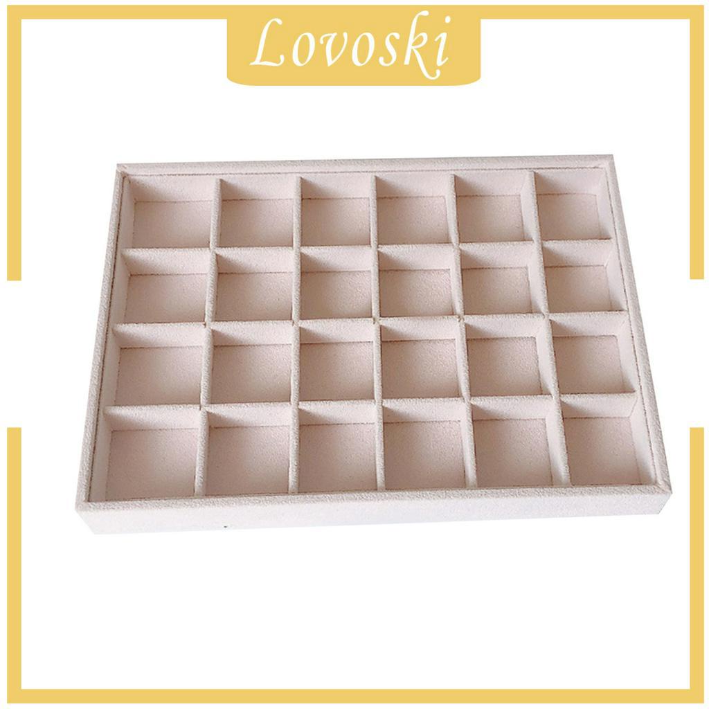 [Lovoski] Khay Nhung Màu Be Trưng Bày Trang Sức / Bông Tai / Nhẫn