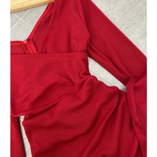 ĐẦM BODY ĐỎ CỔ ĐẮP CHÉO TD