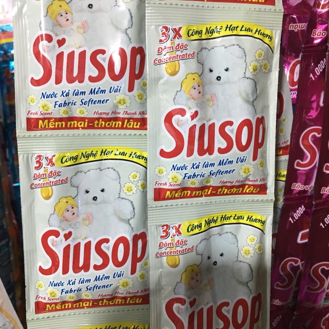 Nước xả vải Siusop 3X đậm đặc hương hoa thanh khiết dây 38ml x 7 gói/1 dây