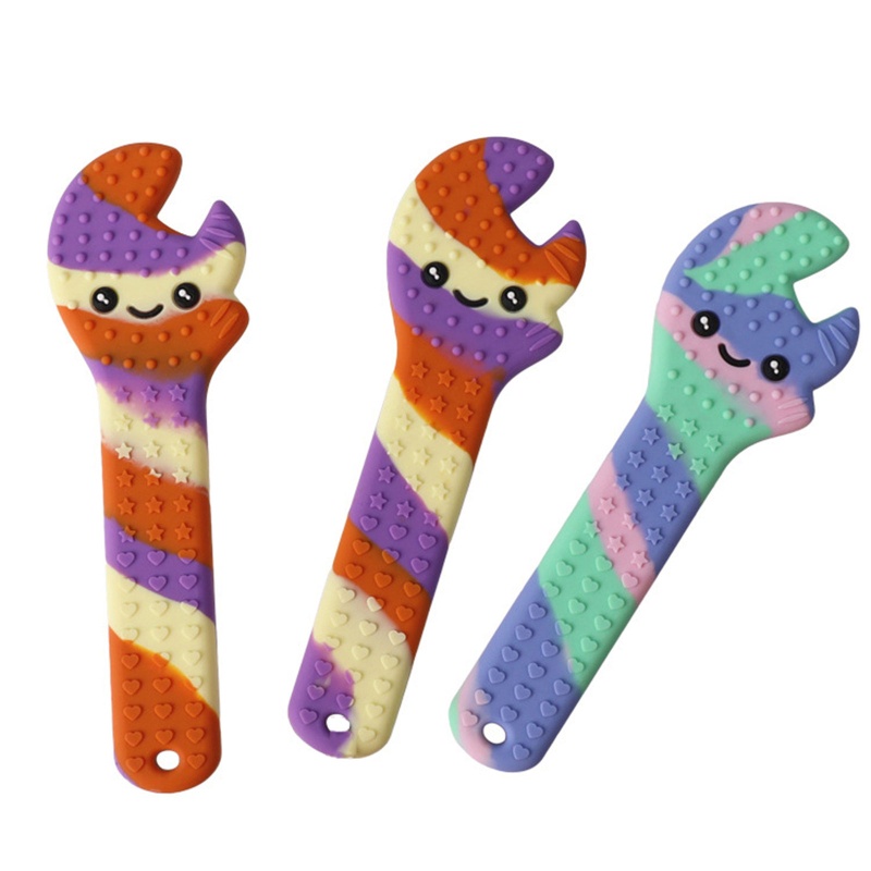 Haha Phụ Kiện Đồ Trang Sức Ngậm Mọc Răng Hình Cờ Lê Hoạt Hình Bằng Silicon Phối Dây Xích DIY Dành Cho Bé Trai