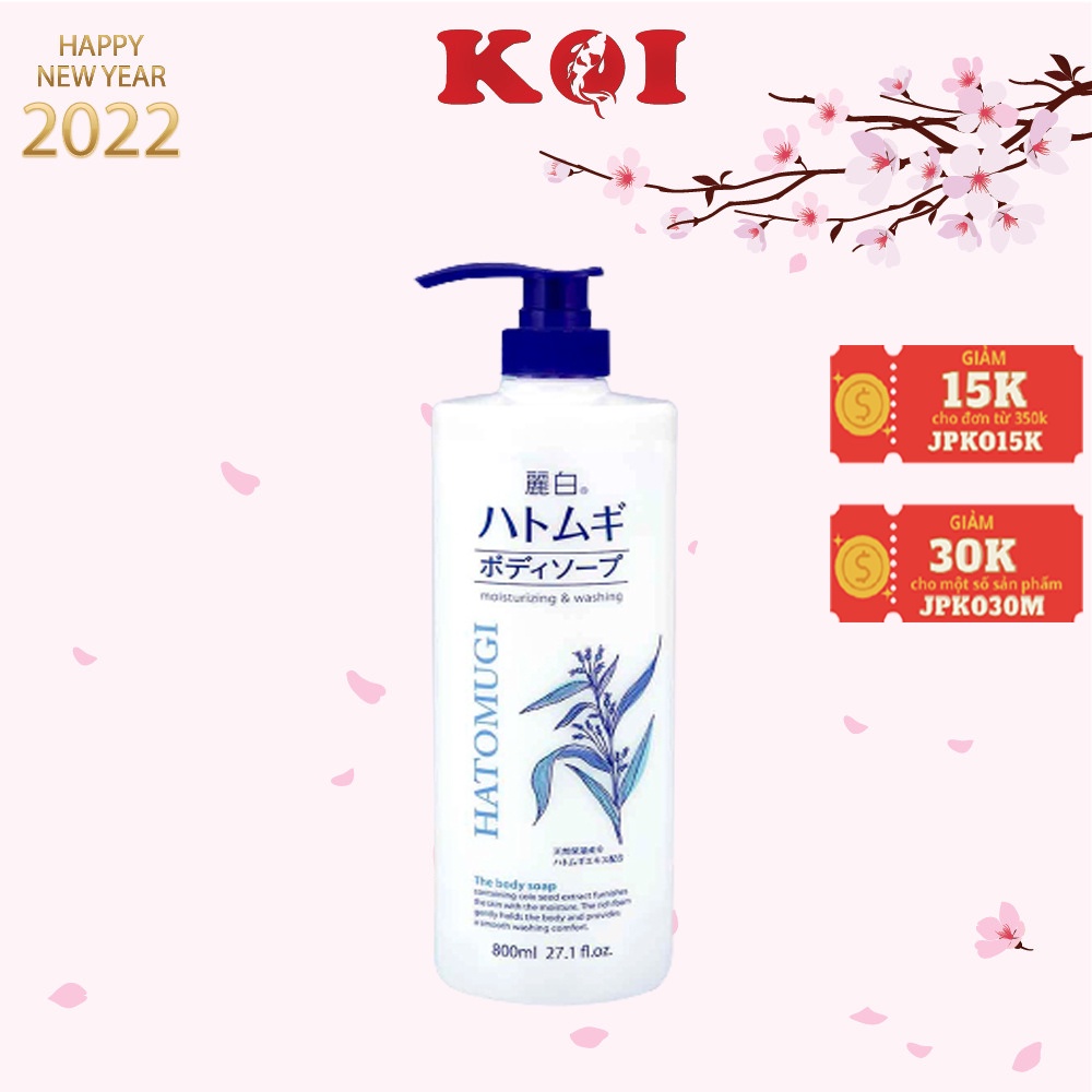 Sữa tắm sáng da Reihaku Hatomugi Moisturizing & Washing The Body Soap 800ml