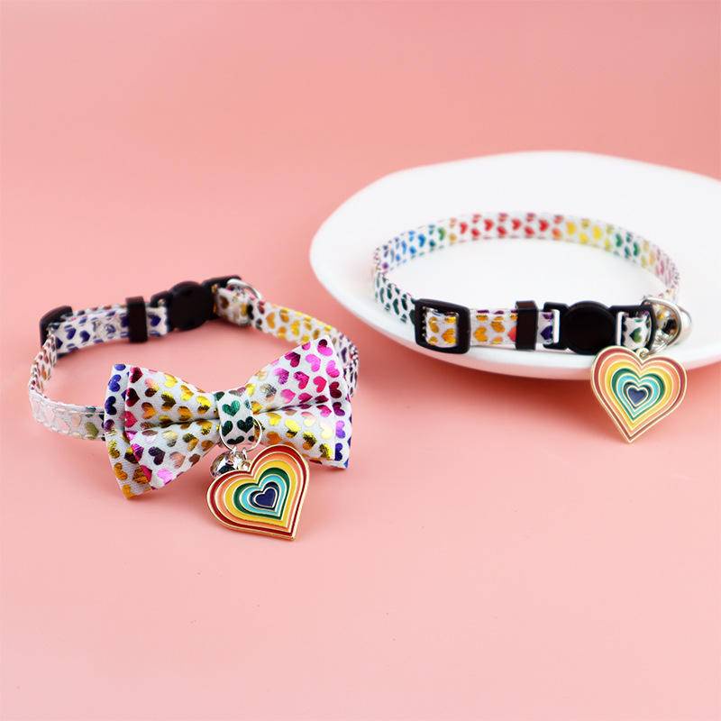 Vòng Cổ Có Chuông Và Mặt Hình Trái Tim Nhiều Màu Dễ Thương Chống Gàu An Toàn Cho Thú Cưng