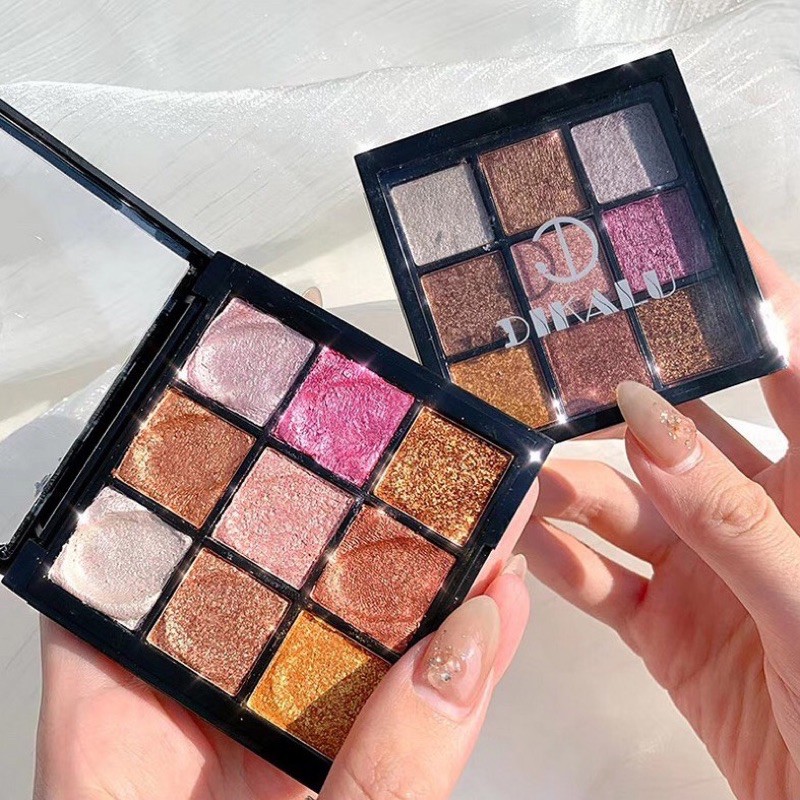 Phấn mắt 9 ô nhũ kim tuyến DIKALU ( vỏ đen )