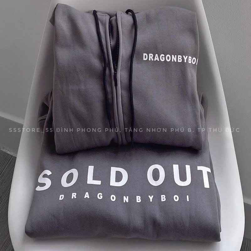 Áo Khoác Nỉ Cổ Bẻ Dáng Rộng Nam Nữ Dragon Sold Out Tay Bồng Unisex Form To Dày Đẹp Hàn Quốc