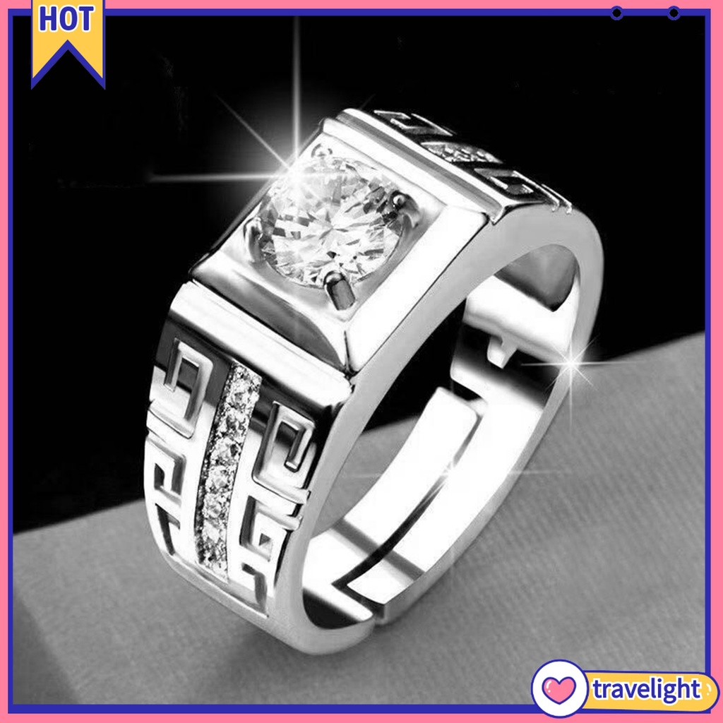 (Travelight) Nhẫn đính đá zircon sang trọng có thể điều chỉnh kích thước