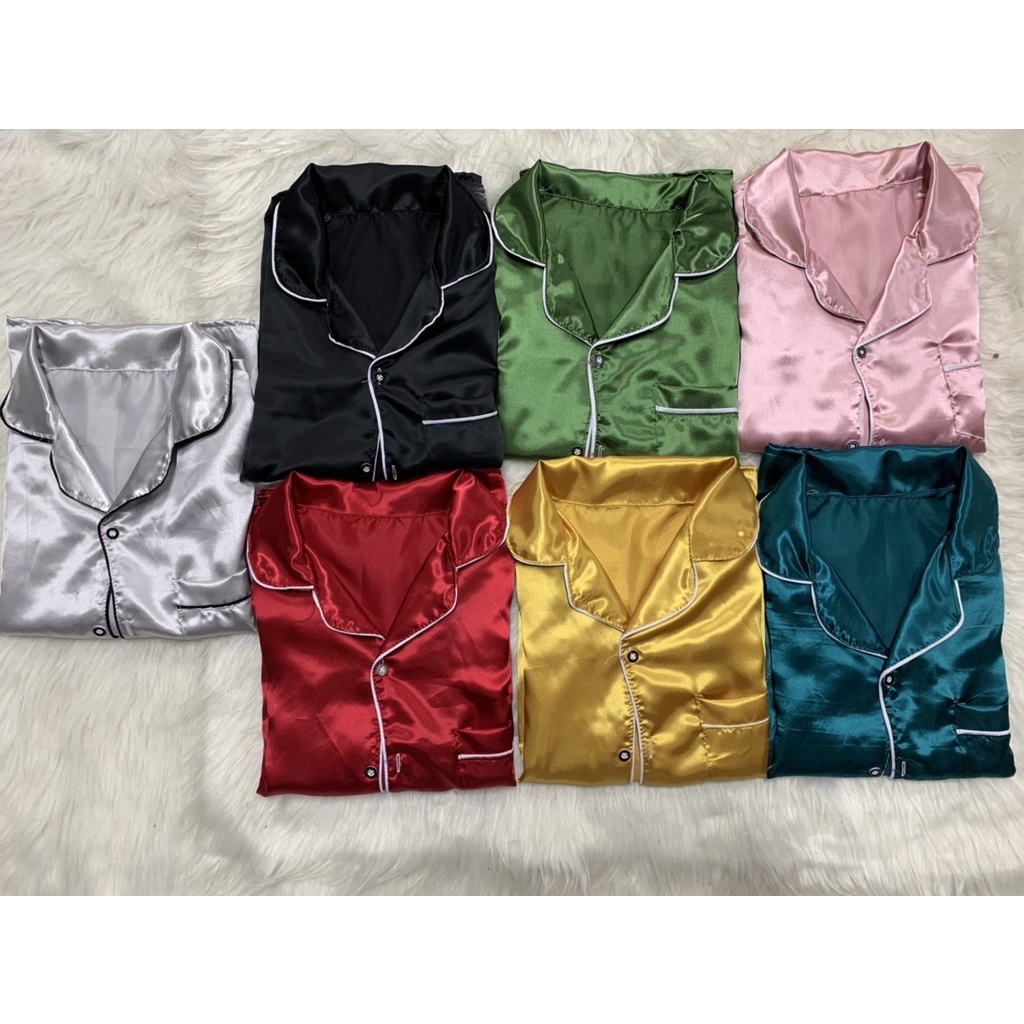 Bộ đùi lụa phi cộc tay nữ Set quần shorts đùi kèm áo ngắn đồ ngủ pizama chạy viền trơn màu basic ulzzang Ailee