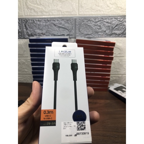 Cáp sạc nhanh PD USB-C to USB-C 0.3m ivalue Unitary TPE - Bảo hành 12 tháng