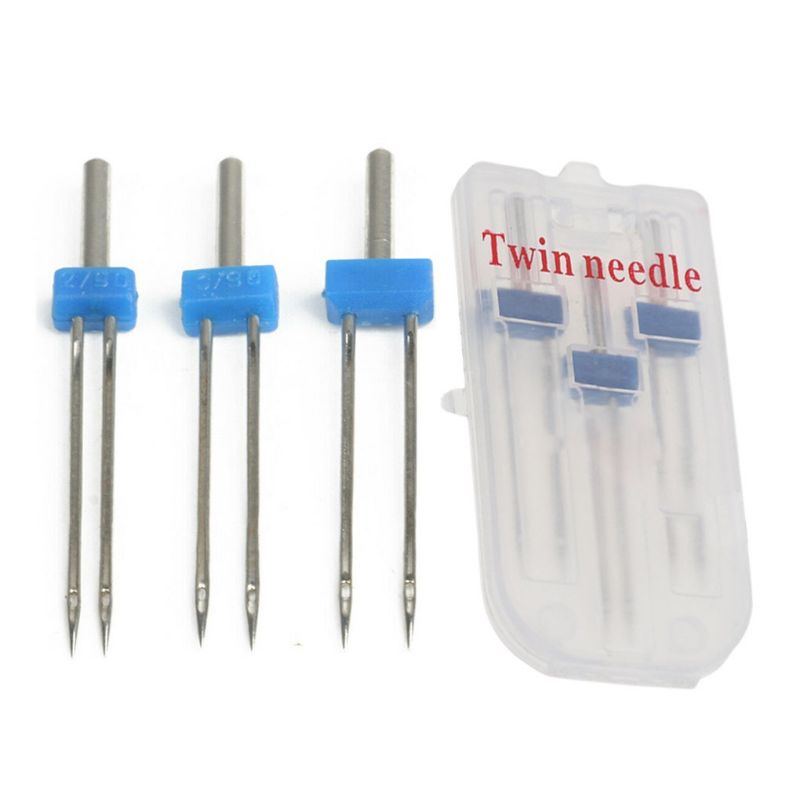 Sét 3 chiếc kim đôi cỡ 2mm, 3mm, 4mm dùng cho máy may gia đình, chưa bao gồm chân vịt.