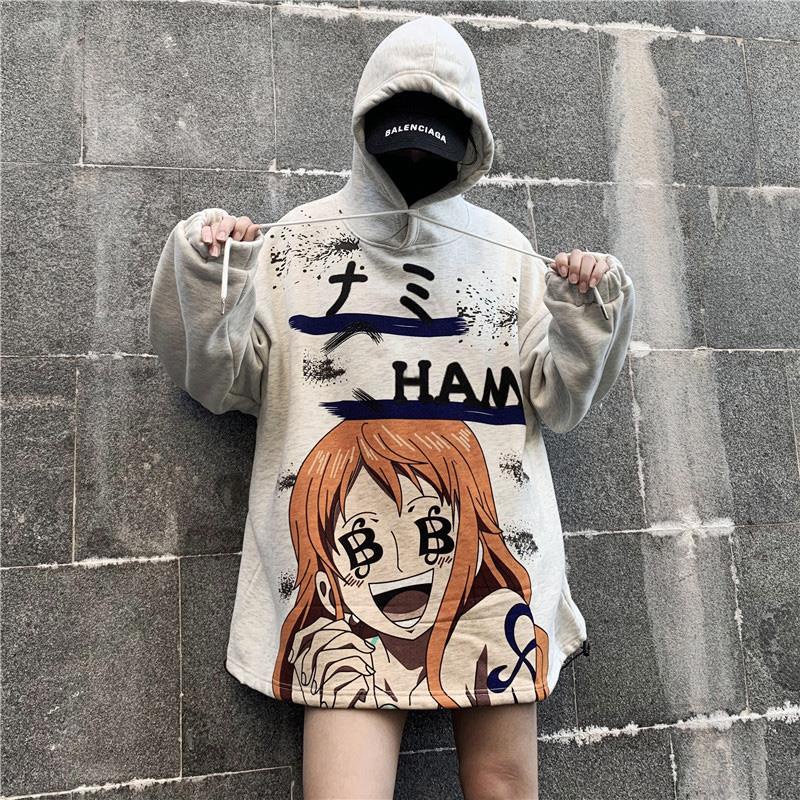 Áo hoodie dáng rộng họa tiết anime one piece cá tính theo phong cách thu - ảnh sản phẩm 4