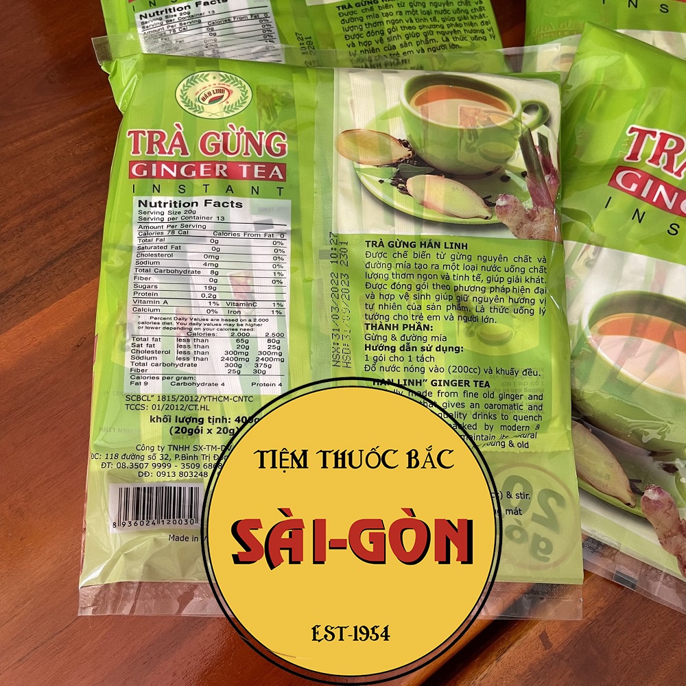 Trà Gừng Hòa Tan Hán Linh 20 gói