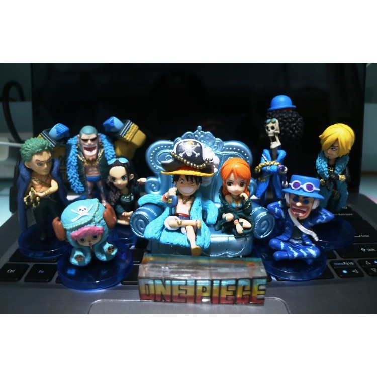 [Ảnh thật] Mô hình băng nhóm Luffy mũ rơm chibi xanh bản kỷ niệm 20 năm