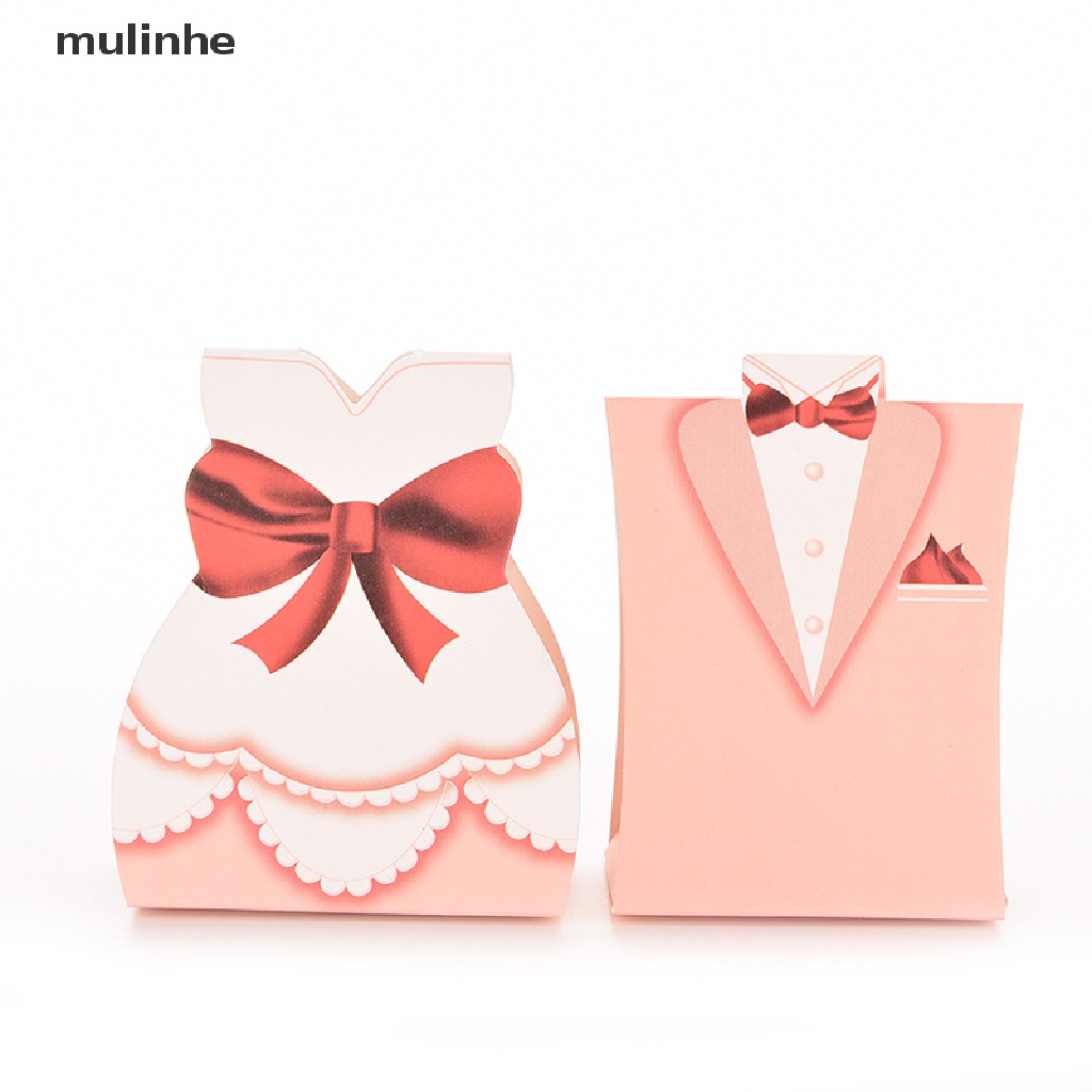 Set 100 Hộp Đựng Kẹo Cưới In Hình Cô Dâu Chú Rể Hoạt Hình Dễ Thương