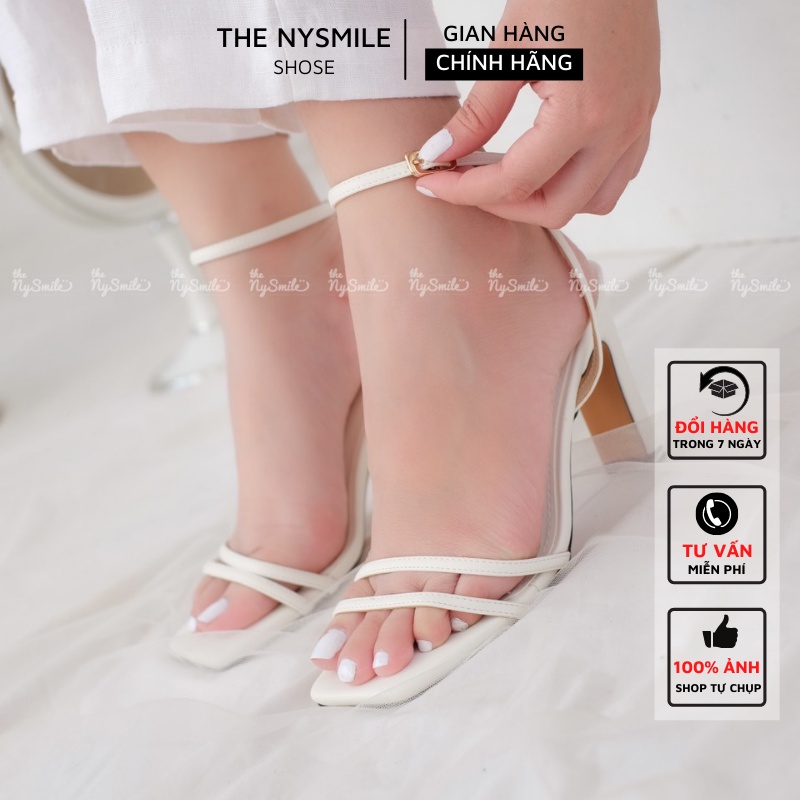 Giày Cao Gót NySmile 2 quai 7cm THE NYSMILE Gót vuông công sở LUXE