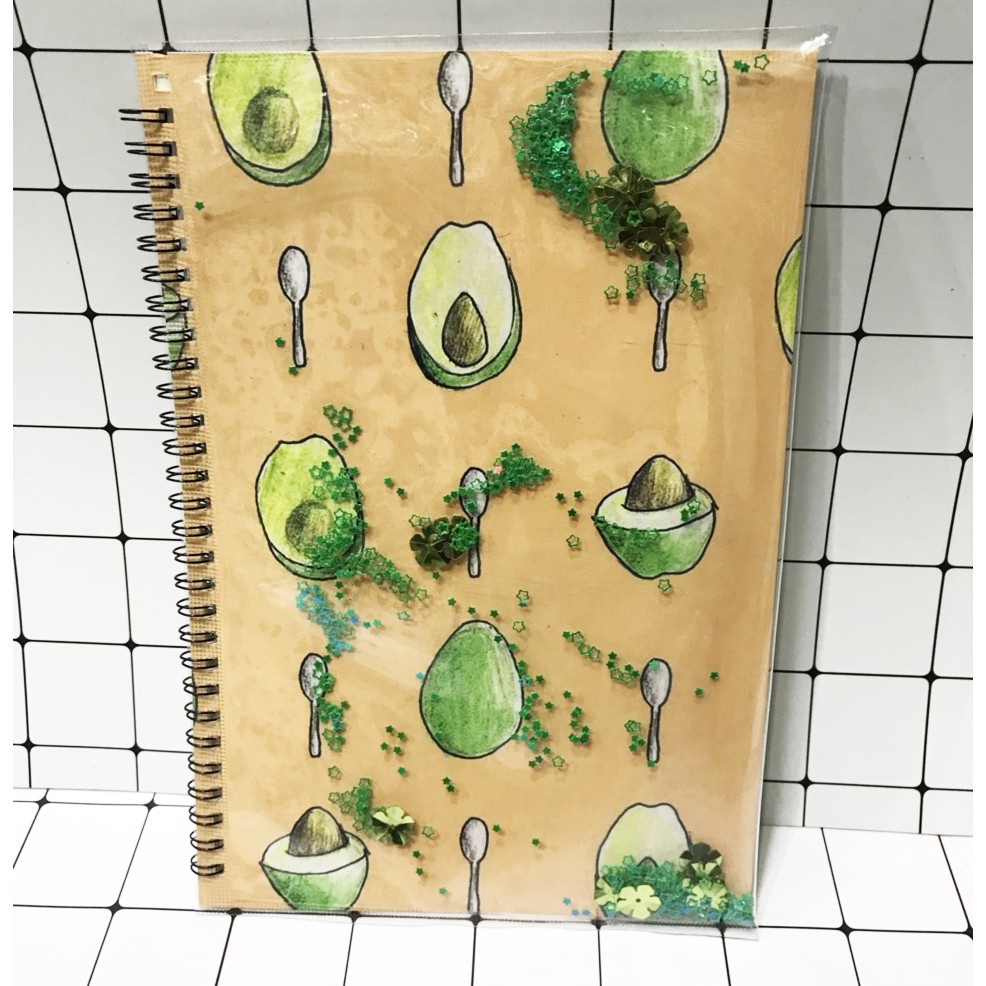 Sổ lò xo kim tuyến quả bơ avocado SLK2 60 trang 17x25cm