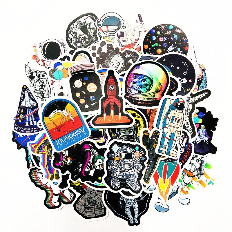 Bộ 50 Miếng Nhãn Dán Hình Nhà Du Hành Vũ Trụ Để Trang Trí Tiện Dụng