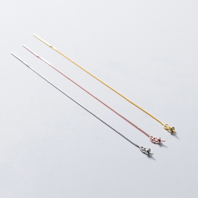 [B7T1] Phụ kiện trang sức (DIY) - Cặp (2) bông tai bạc trống hạt kiểu thả tự do điều chỉnh 2 chiều