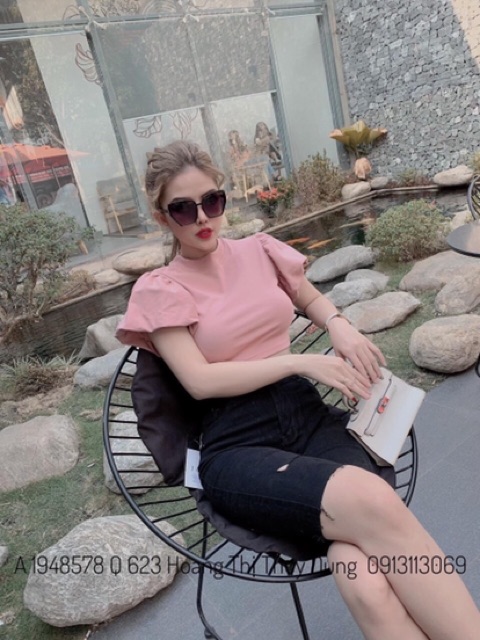 Áo thun croptop tay phồng