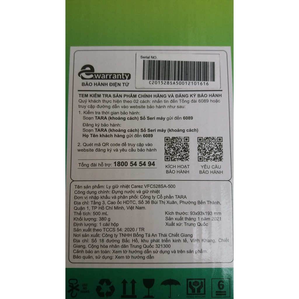 LY GIỮ NHIỆT CAREZ 500ML
