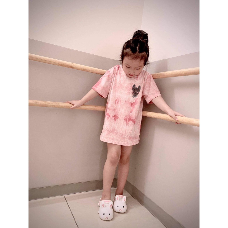 (HÀNG XUẤT XỊN) Áo kid mẫu Life/work mới màu loang HỒNG  Size 90-100-110-120-130-140-150