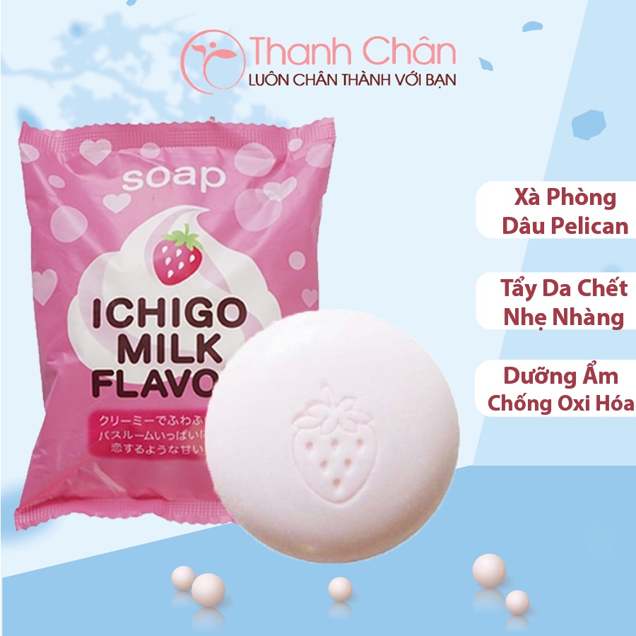 Xà Phòng Tắm Chiết Xuất Sữa Và Dâu Pelican Ichigo Milk Flavor 80g