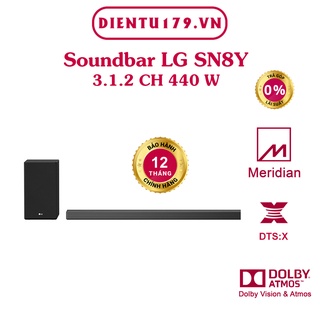 Loa thanh soundbar lg 3.1.2 sn8y 440w công nghệ meridian chính hãng