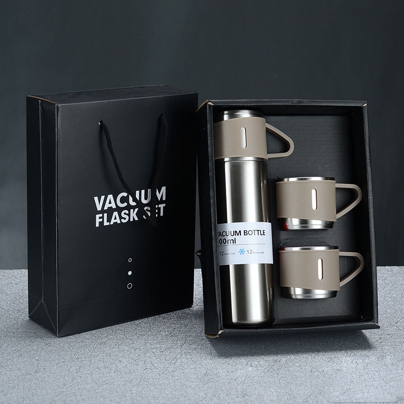 Bình Giữ Nhiệt INOX 304 - 500ml Tặng Kèm 2 Cốc Sang Trọng Chắc Chắn Chất Lượng Cao