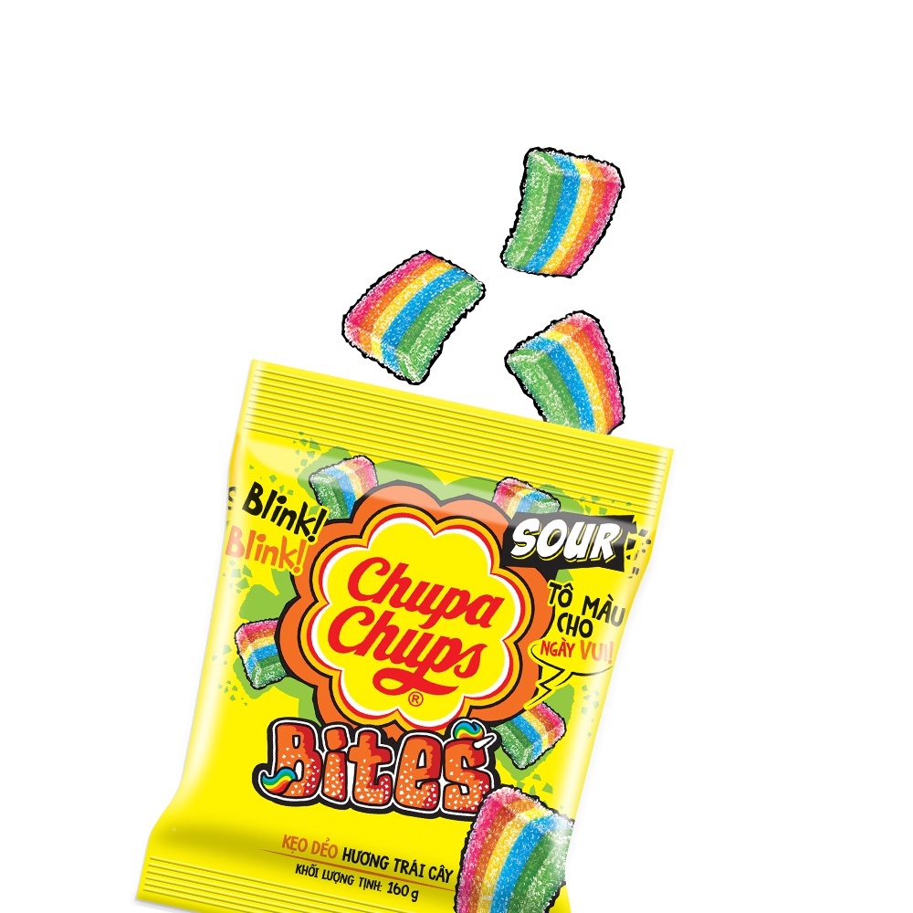 Kẹo dẻo Chupa Chups Sour Bites hương trái cây loại gói 90gr/160gr