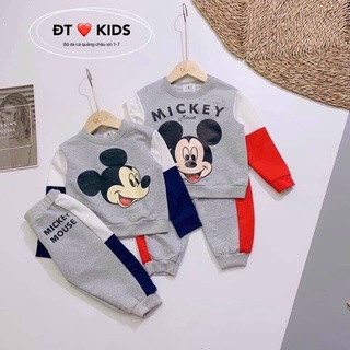 Combo 2 bộ mickey nỉ bông phối tay cực xinh cho bé