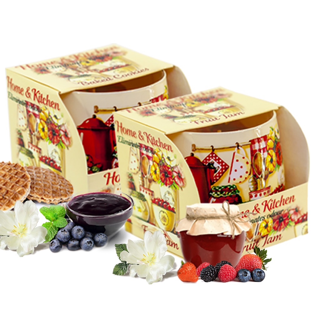 Combo 2 ly nến thơm tinh dầu Bartek Home & Kitchen 100g - mứt trái cây, thơm phòng, khử mùi, không khói