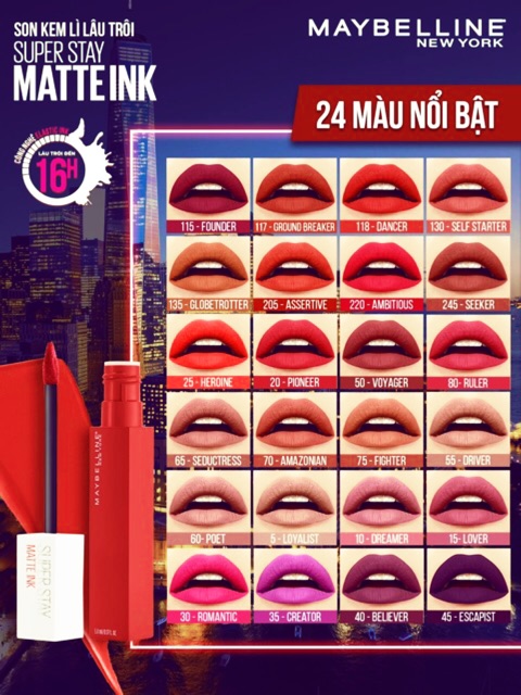 Son Kem Lì Maybeline New York Superstay Matte ink 5ml(chính hãng)