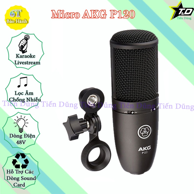 Bộ Mic Thu Âm Livestream AKG P120 Đi Sound Card Focusrite Scarlett Solo Gen 3 Chân Kẹp Dây Live stream Dây Micro 3m